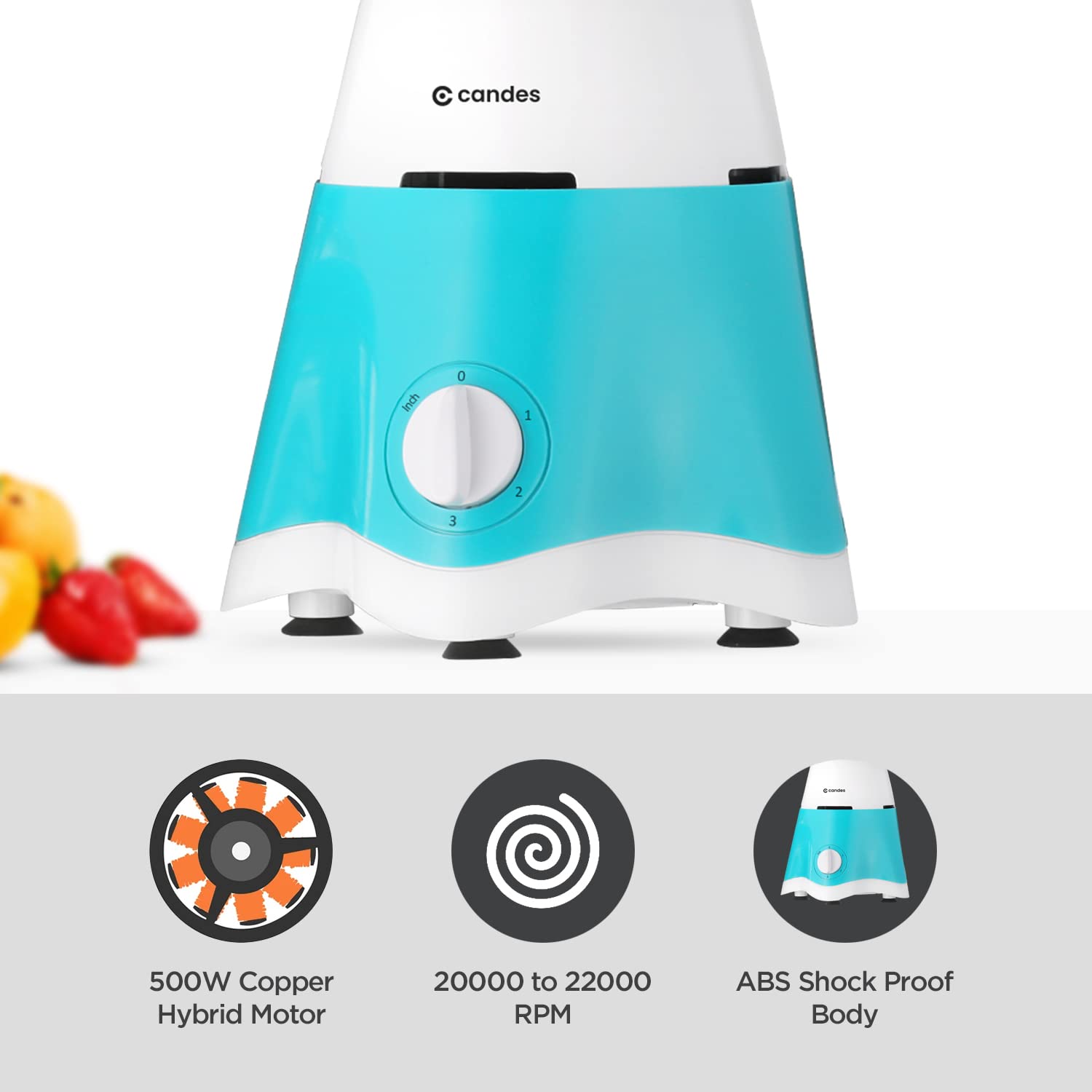 Candes Ultra 500 Watt Mixer Grinder White & Blue | Kitchen Appliances | Halabh.com