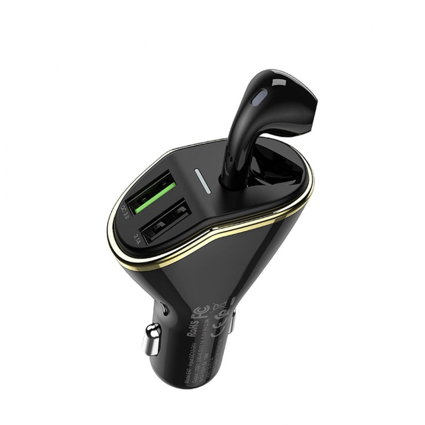 Hoco Wireless Headset Car Charger Black