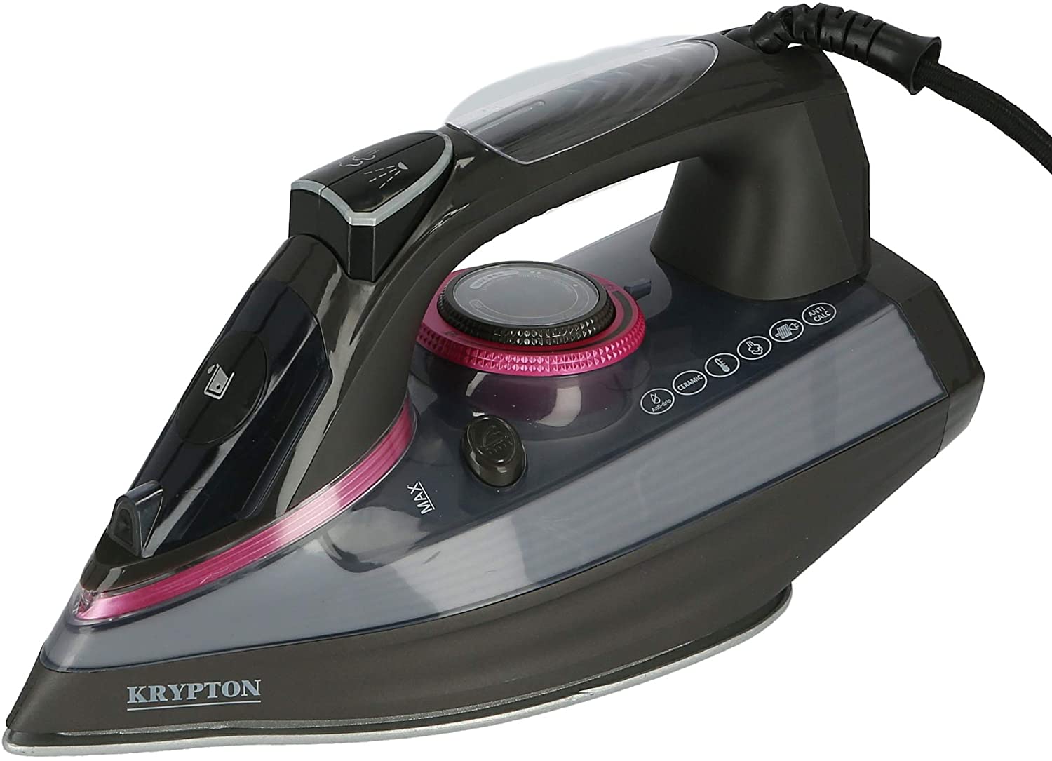 Krypton Steam Iron Black & White | reliable performance | lightweight | variable steam settings | safety features | stylish | even heat distribution | Halabh.com