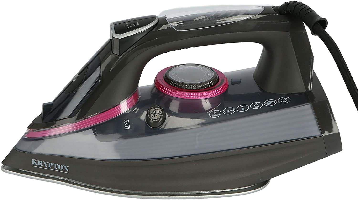 Krypton Steam Iron Black & White | reliable performance | lightweight | variable steam settings | safety features | stylish | even heat distribution | Halabh.com