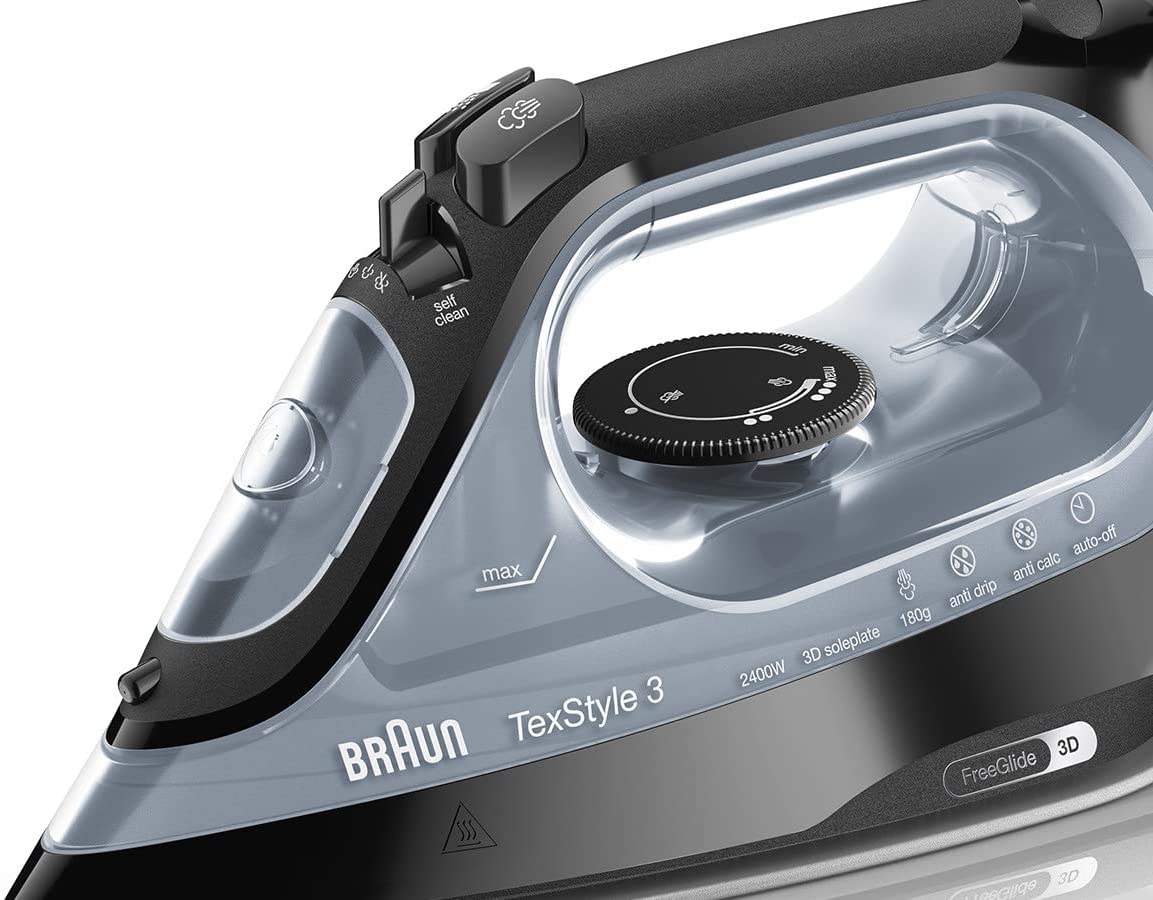 Braun TeXStyle Steam Iron Black | reliable performance | lightweight | variable steam settings | safety features | stylish | even heat distribution | Halabh.com