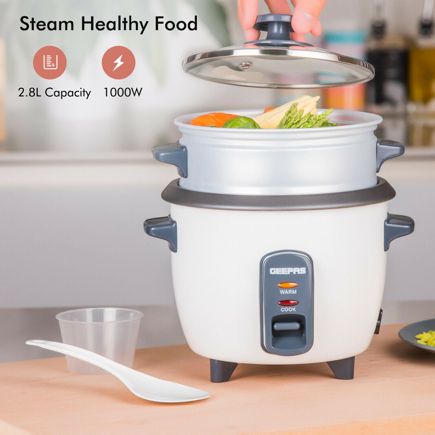 Geepas Automatic Rice Cooker 2.8L White