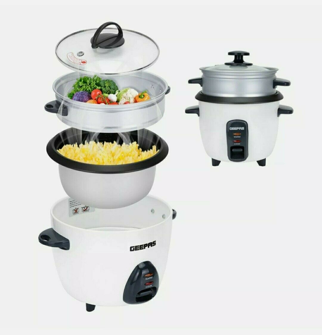Geepas Automatic 2.2 L Rice Cooker Steamer InnerPot Non Stick Electric Keep Warm