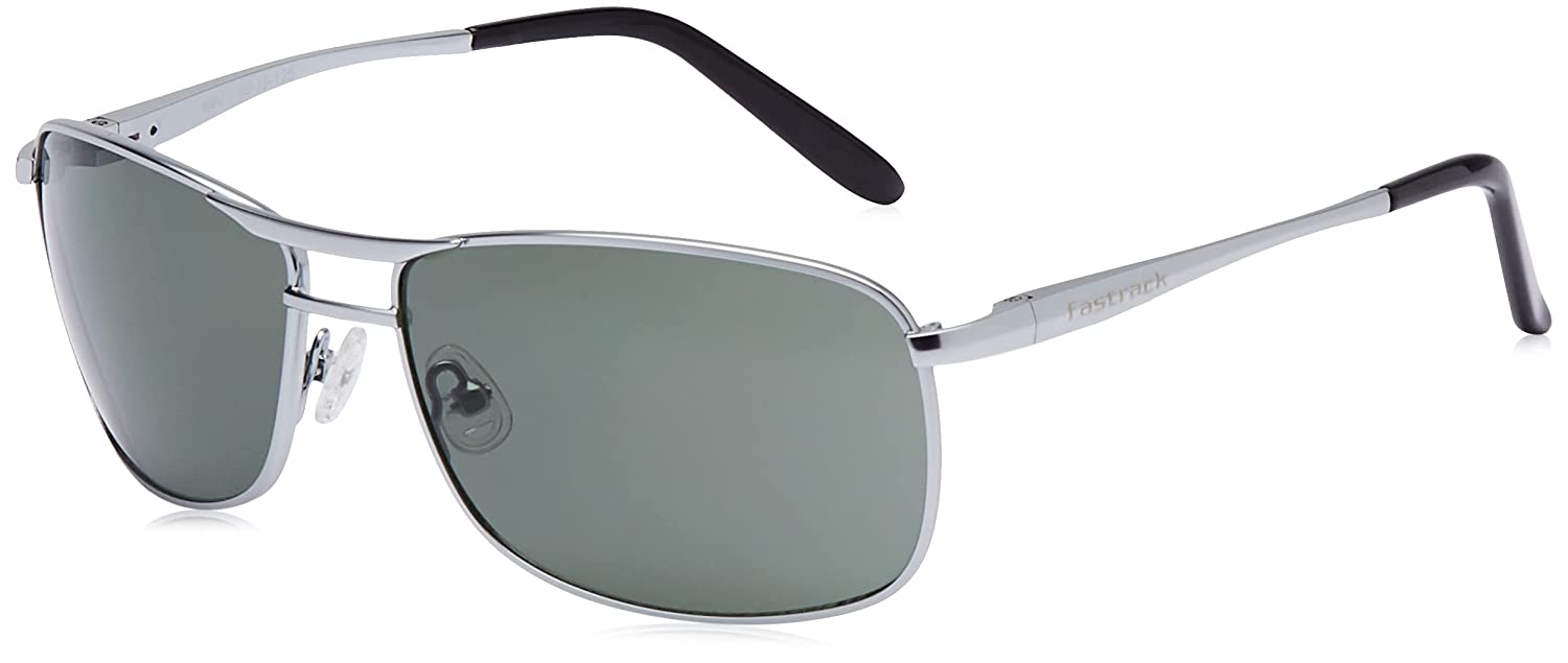 Fastrack Men Navigator Sunglasses Silver Frame Green Lens