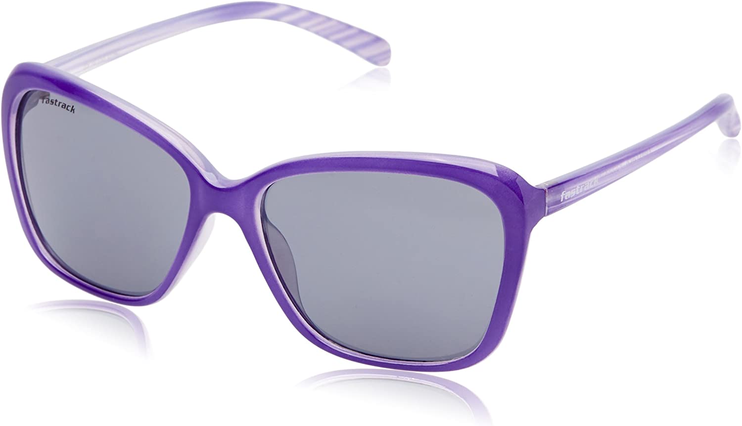 Fastrack UV Protected Oval Women's Sunglasses P306BK1FSmoke Grey & Black