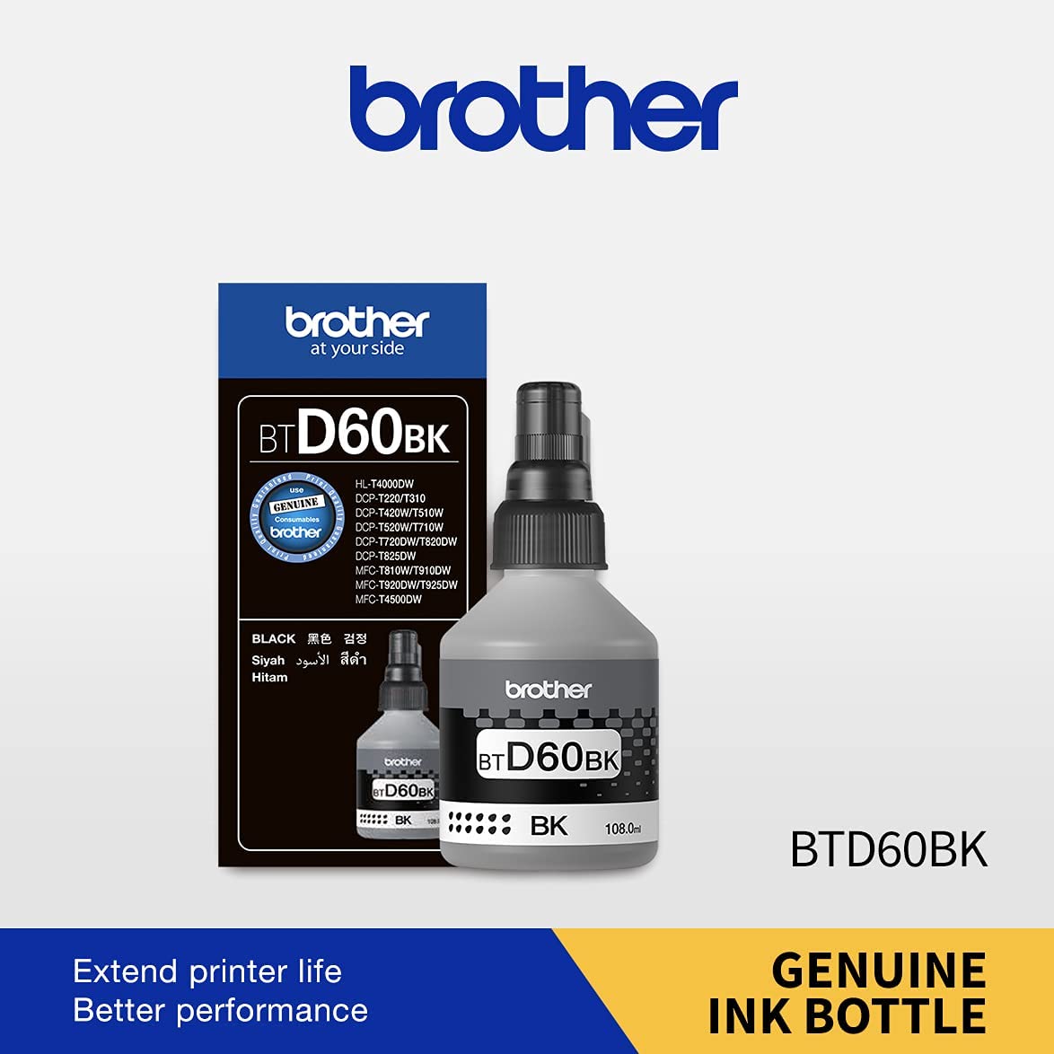 Brother Genuine Ultra High Yield Black Ink Bottle For Ink Tank Printers 108ml