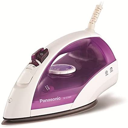 Panasonic Steam Iron White & Purple - NIE300T | reliable performance | lightweight | variable steam settings | safety features | stylish | even heat distribution | Halabh.com
