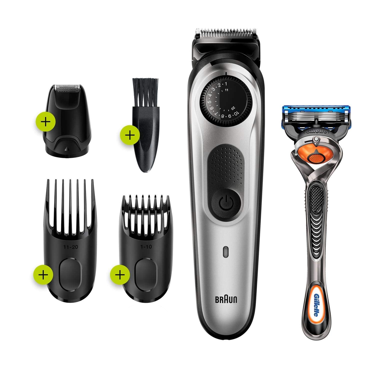 Braun BT 5265,Beard Trimmer for Men Cordless & Rechargeable Hair Clipper, Mini Foil Shaver with Gillette ProGlide Razor, Black/Silver Metal