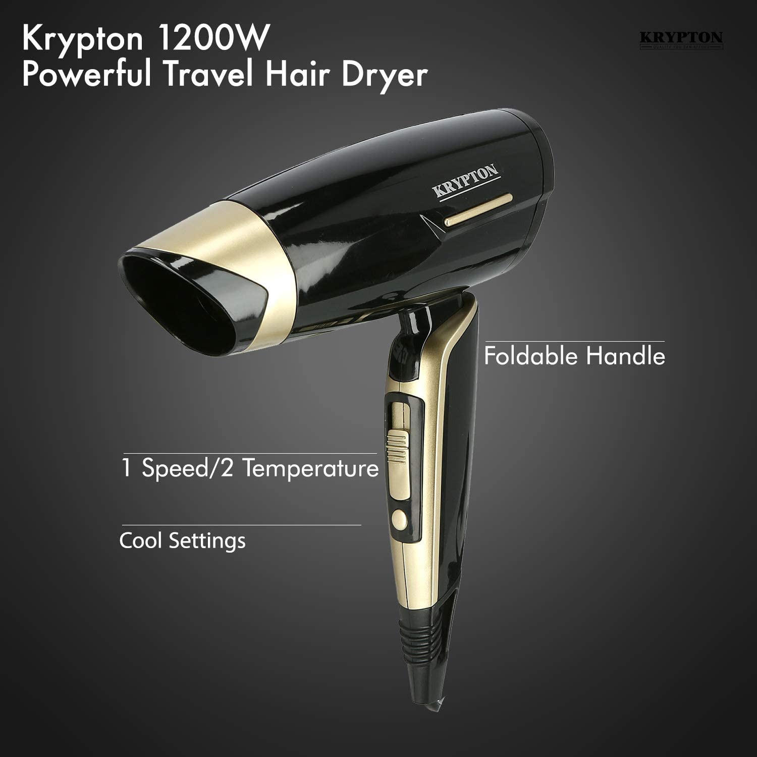 Krypton 1200 Watts Hair Dryer Black