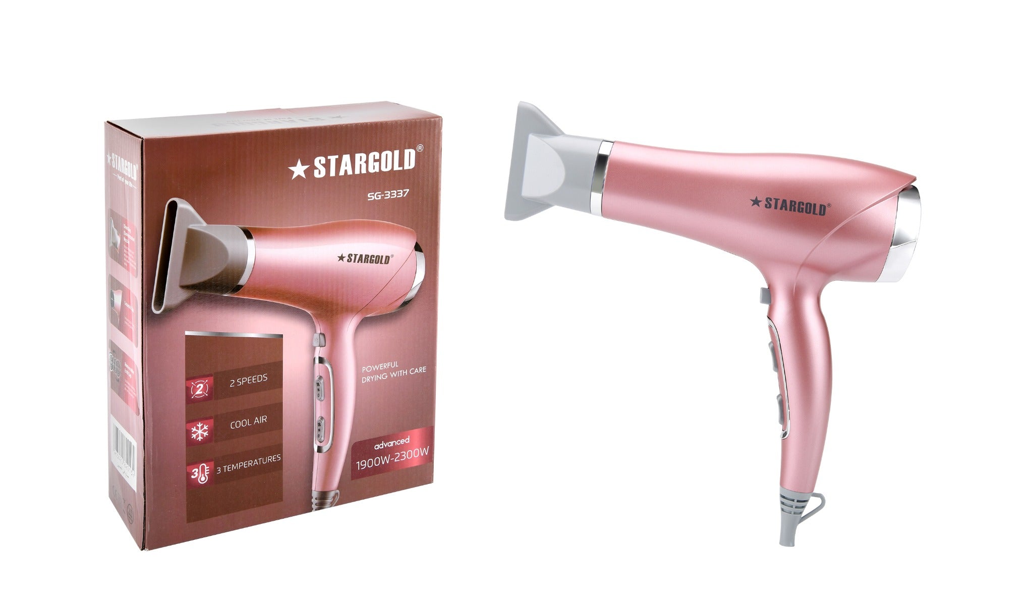 StarGold Lightweight Hair Dryer With Diffuser Concentrator | Color Pink | Best Personal Care Accessories in Bahrain | Halabh