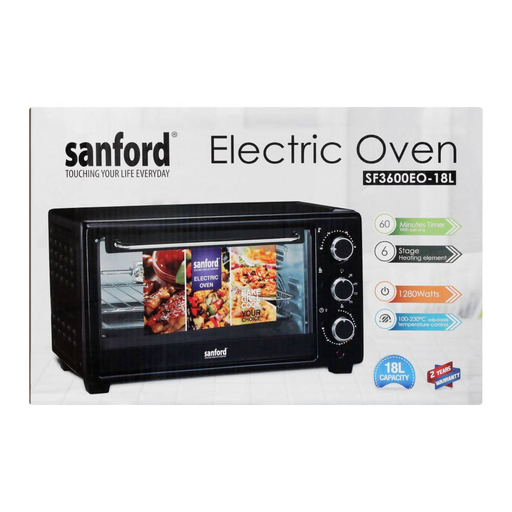 Sanford Electric Oven | Capacity 18L | Power 1280W | Color Black | Best Kitchen Appliances in Bahrain | Halabh