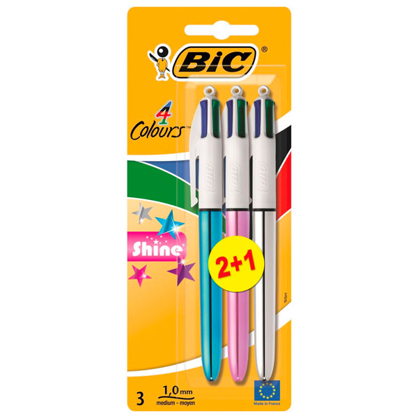 BIC 4 Colors Ballpoint Pen Fashion 2+1 | School Stationary | Halabh.com