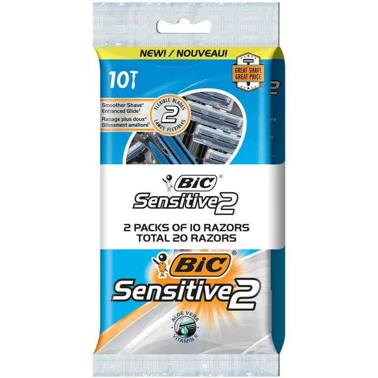 BIC Sensitive 2 Men's Disposable Razor P10+5 | Personal Care | Halabh.com