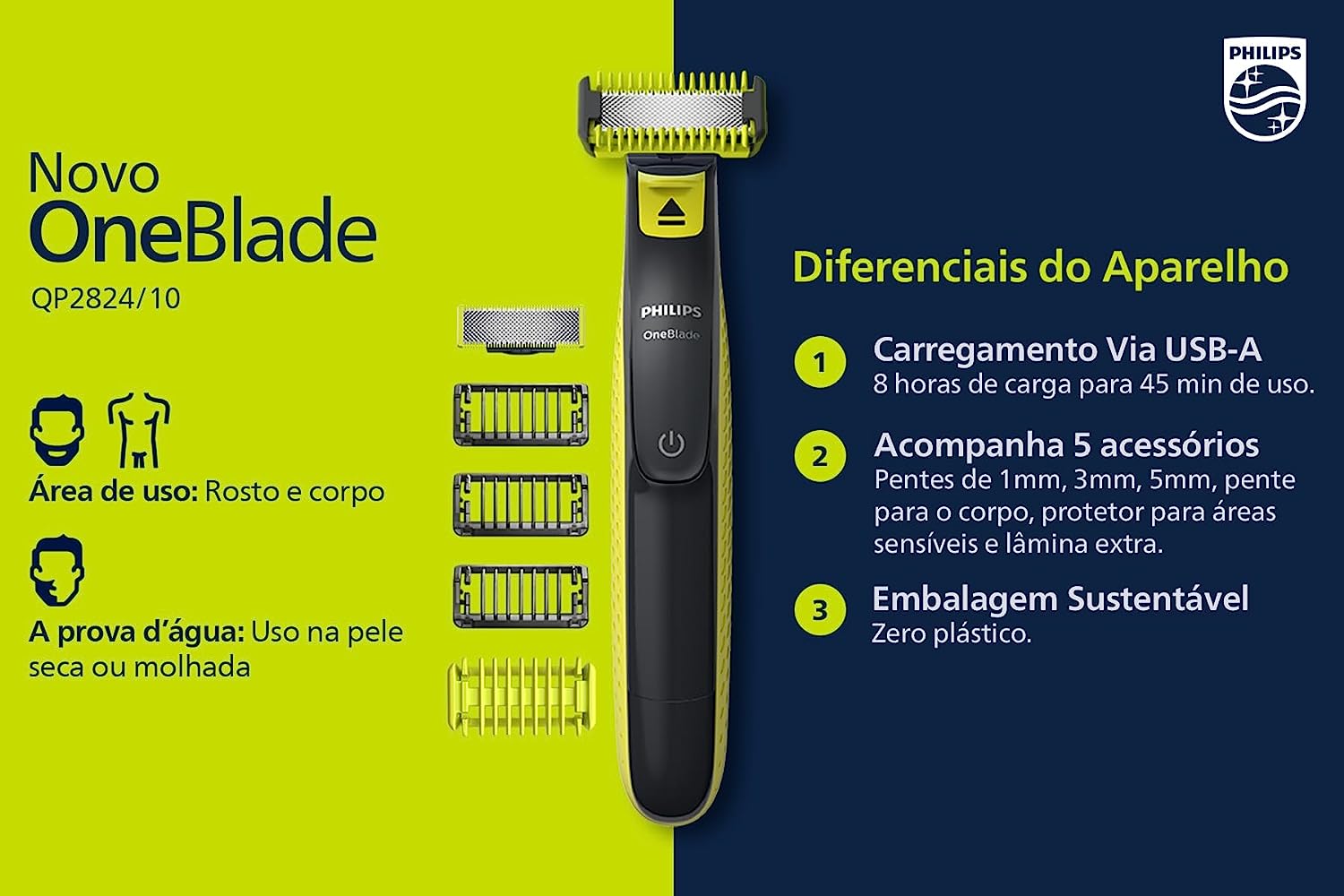 Philips One Blade 4 Comb Face & Body Trimmer & Shaver | Hair Trimmer & Shaver | Halabh.com