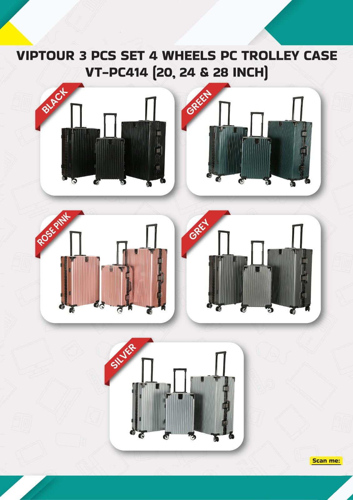 VIPTOUR 3-Piece PC Trolley Case Set | Bags & Sleeves | Halabh.com