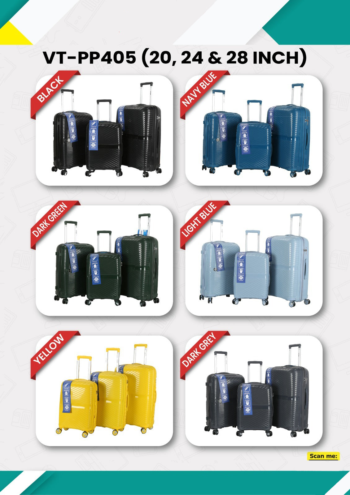 VIPTOUR 3-Piece PP Trolley Case Set | Bags & Sleeves | Halabh.com