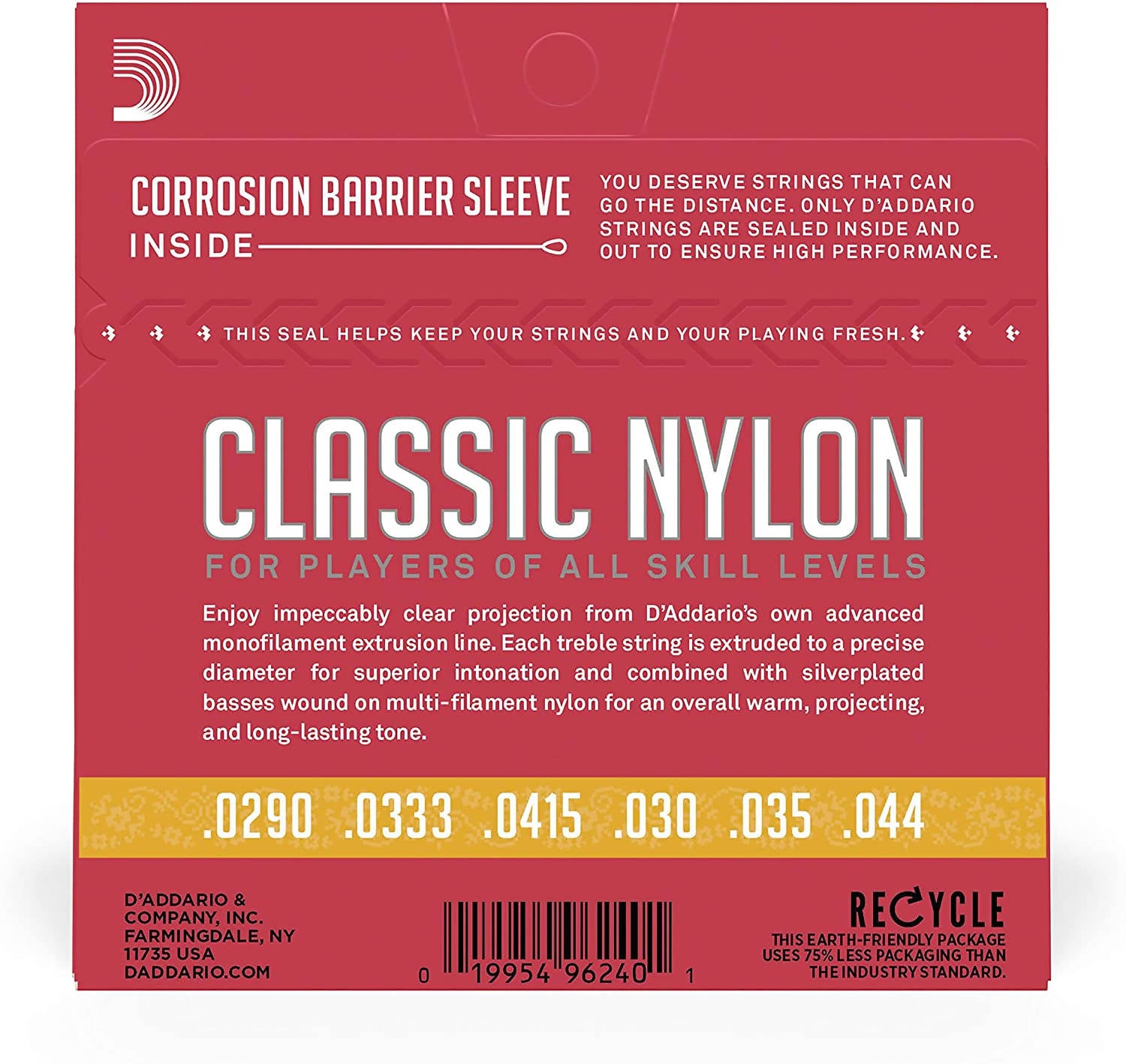 D Addario 3 4 Student Nylon Fractional Classical Guitar Strings Normal Tension