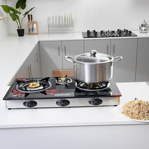 Geepas 3 Burner Gas Cooker Stainless Steel frame