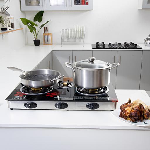 Geepas 3 Burner Gas Cooker Stainless Steel frame