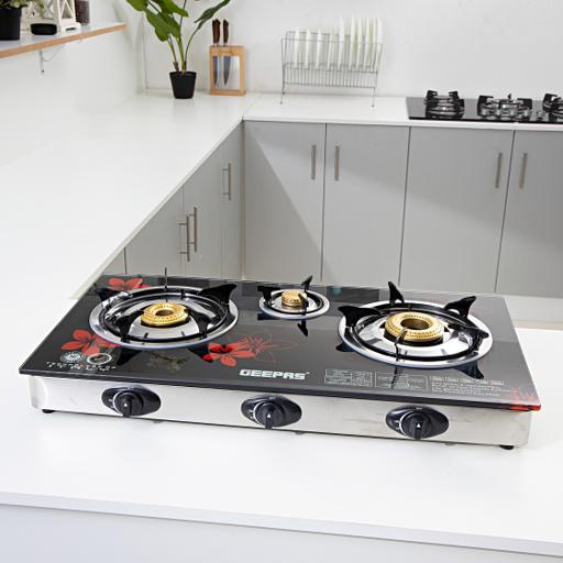 Geepas 3 Burner Gas Cooker Stainless Steel frame