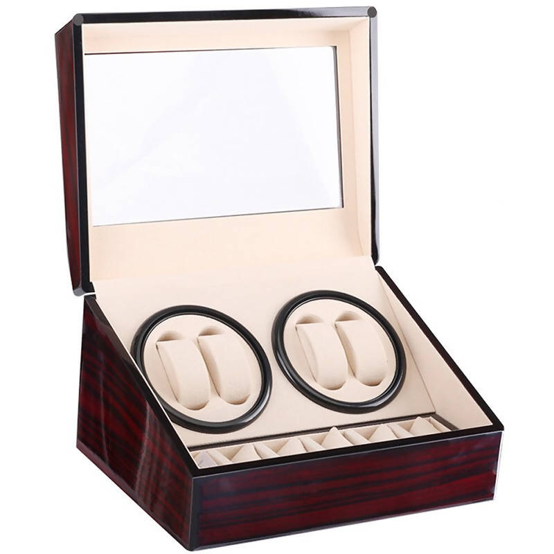 Watch Winder For 4 Watches And 6 Accessories WB-01 | watch storage | box | jewelry box | timepiece storage | luxury accessories | organizational products | elegant design | secure lock | Halabh.com