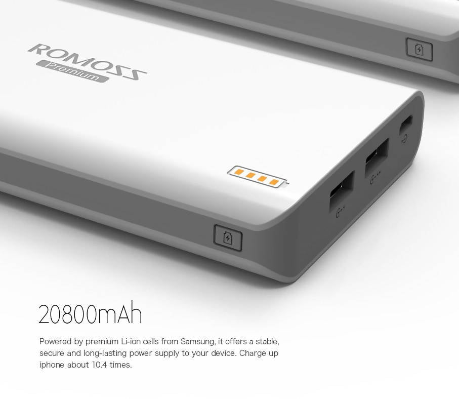 Romoss 20800 mAh Power Bank White Lithium Ion