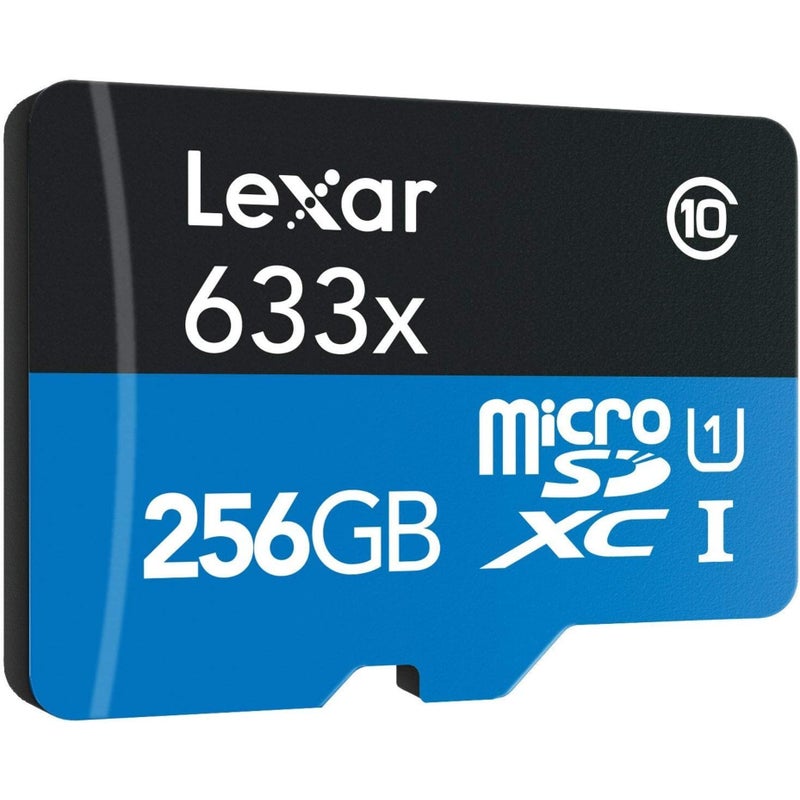 Lexar High Performance 256GB Micro SD 100MBs Memory Card With Adapter