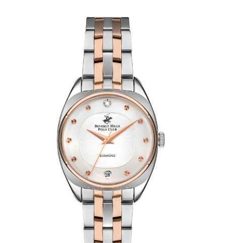 Beverly Hills Polo Club Club Natasha Diamond Silver & Rosegold St. Steel For Women