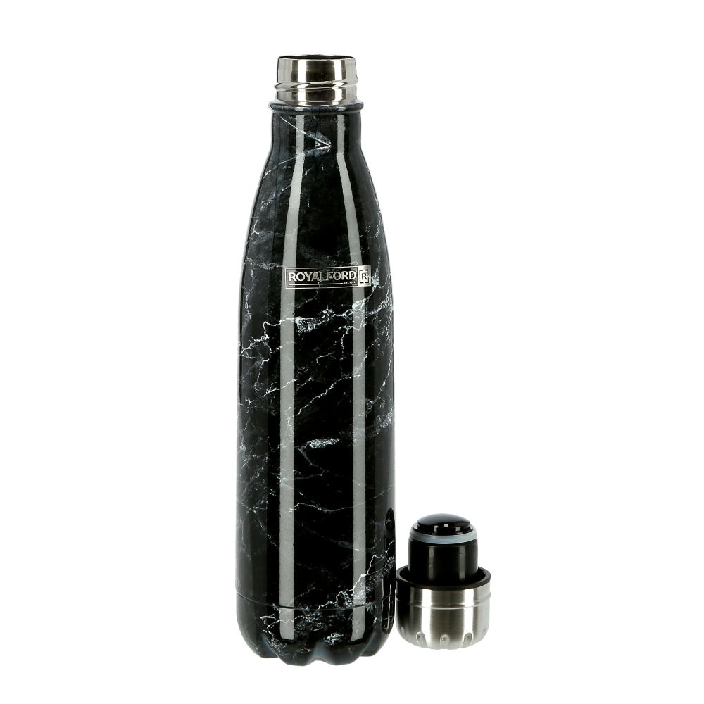 Royalford Stainless Steel Marble Design Vacuum Bottle 500Ml Black