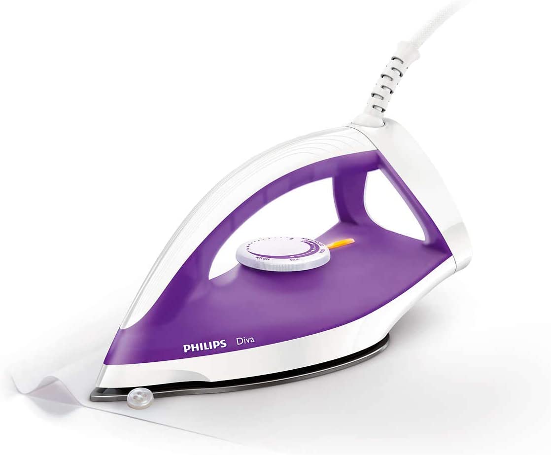 Philips Diva Dry Iron - GC122 | reliable performance | lightweight | variable steam settings | safety features | stylish | even heat distribution | Halabh.com