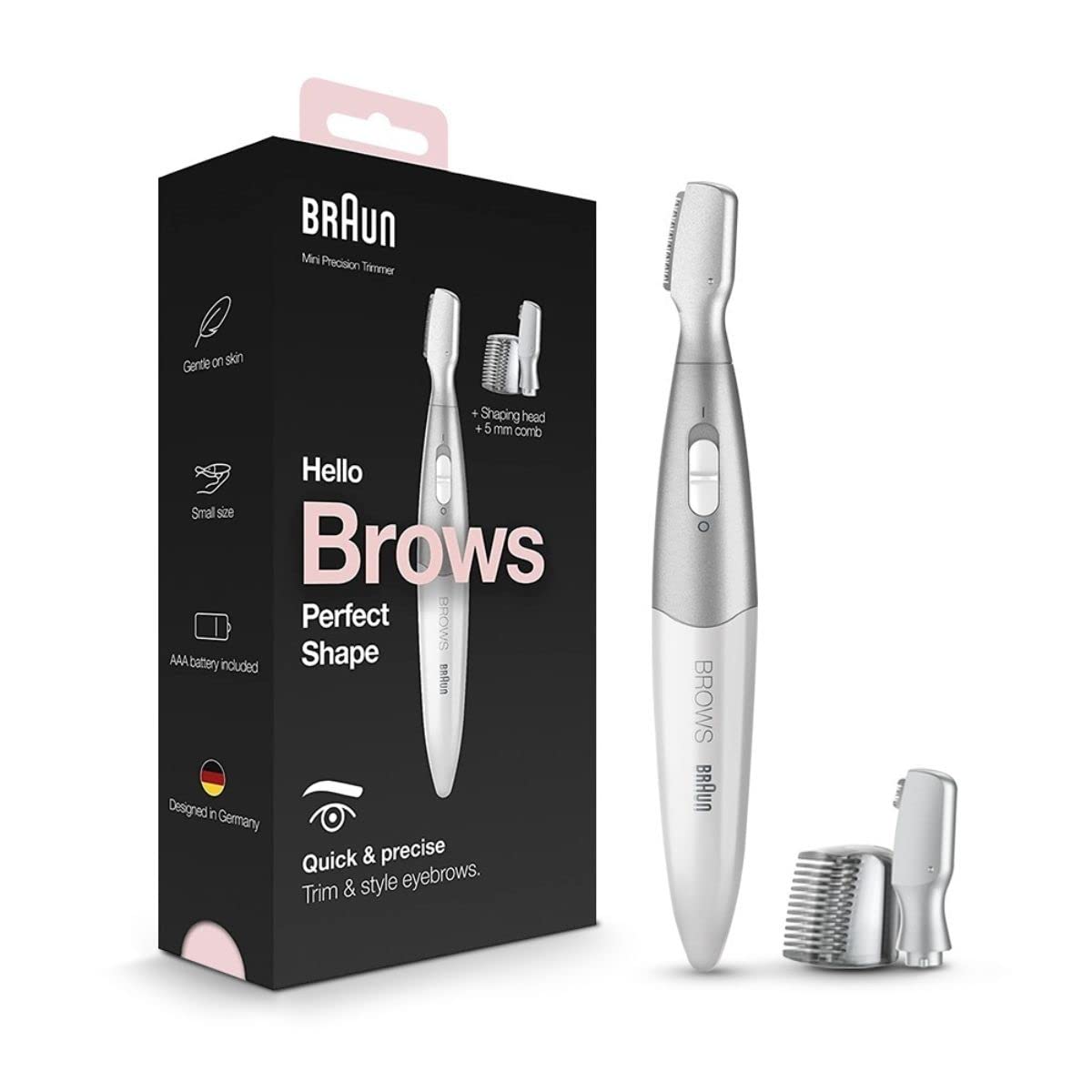 Braun Mini Precision Trimmer FG1106 Eyebrow Trimmer White Silver