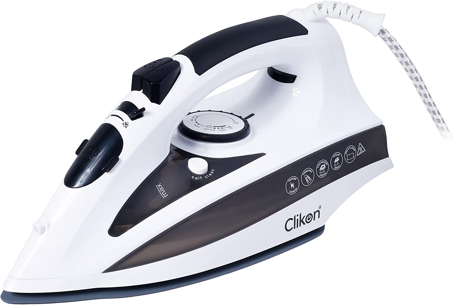 Clikon Steam Iron White 2200 Watts