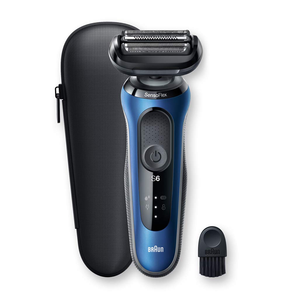 Braun 60-B1000s,Braun Shaver Series 6 Sensoflex - 60-B1000S Wet & Dry Shaver, With Travel Case, Blue, Blue,