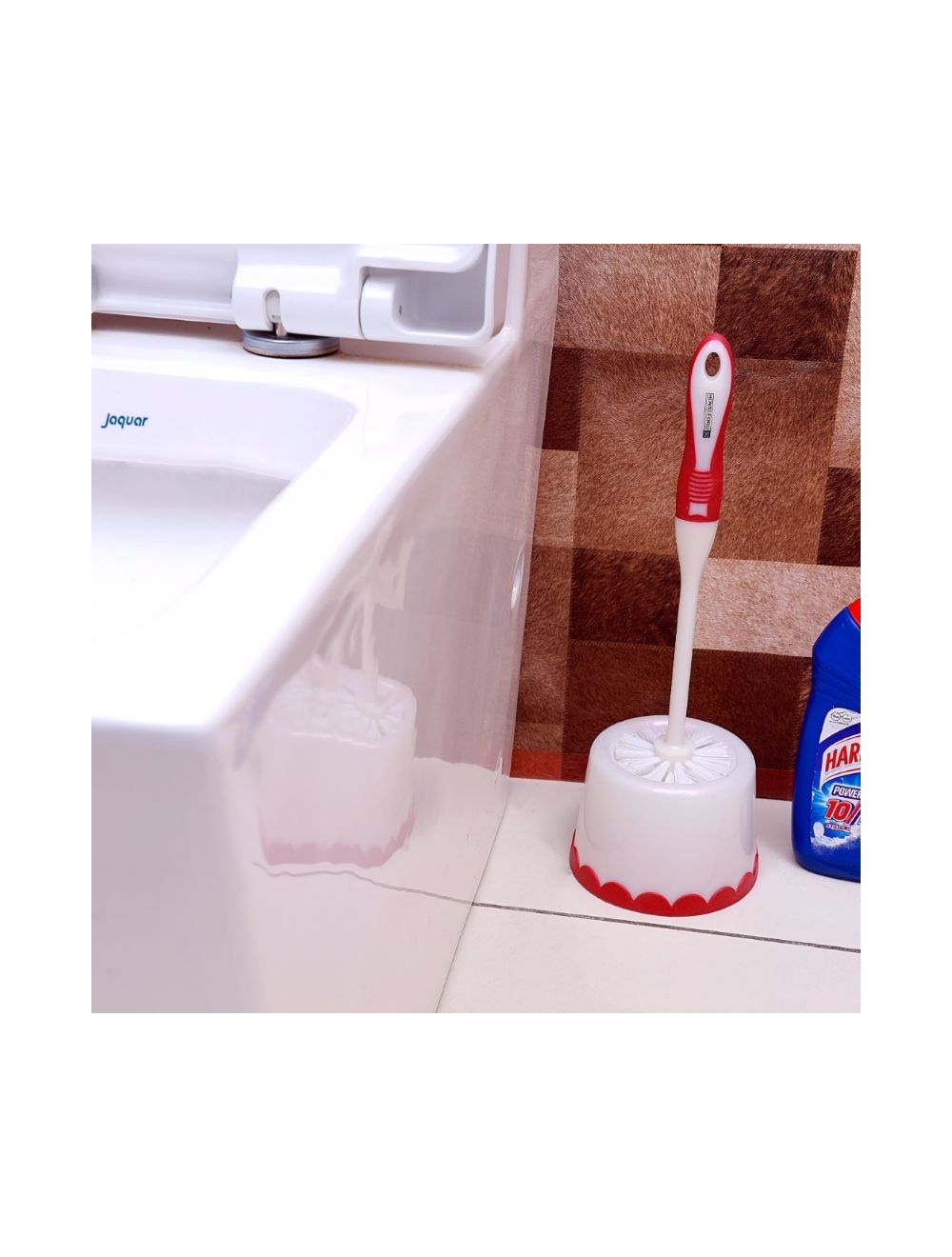 Royalford Toilet Brush with Holde White & Red