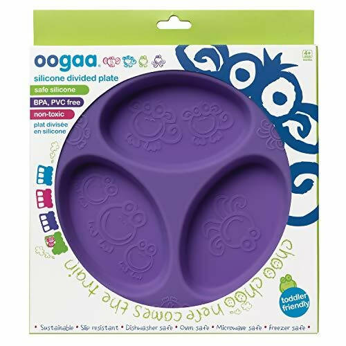 Oogaa Silicone Baby Toddler Divided Plate Safe For Oven Freezer And Boil Safe Purple