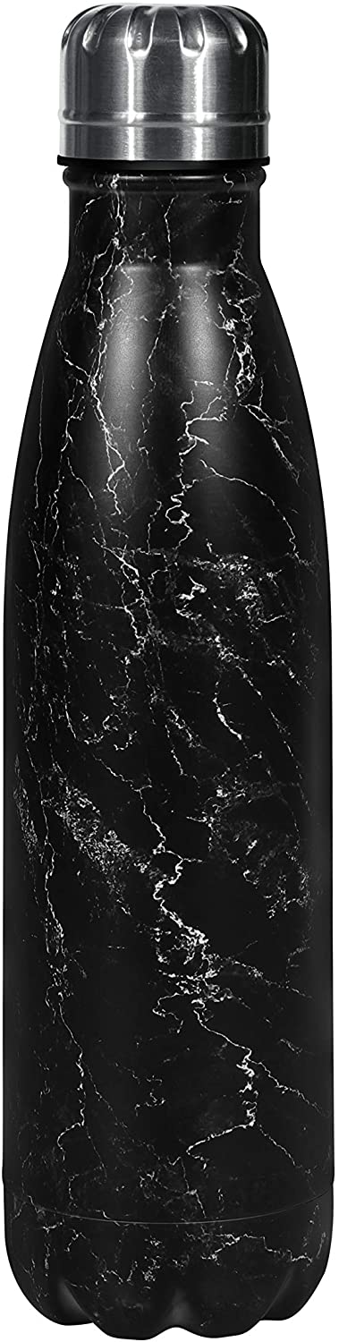 Royalford Stainless Steel Marble Design Vacuum Bottle 500Ml Black