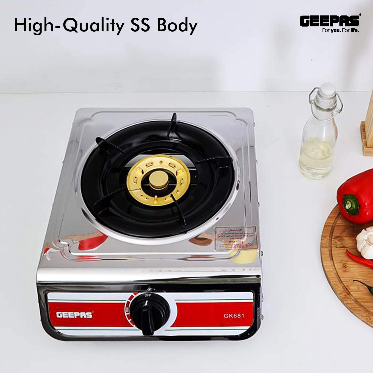 Geepas Single Burner Stainless Steel Gas Stove