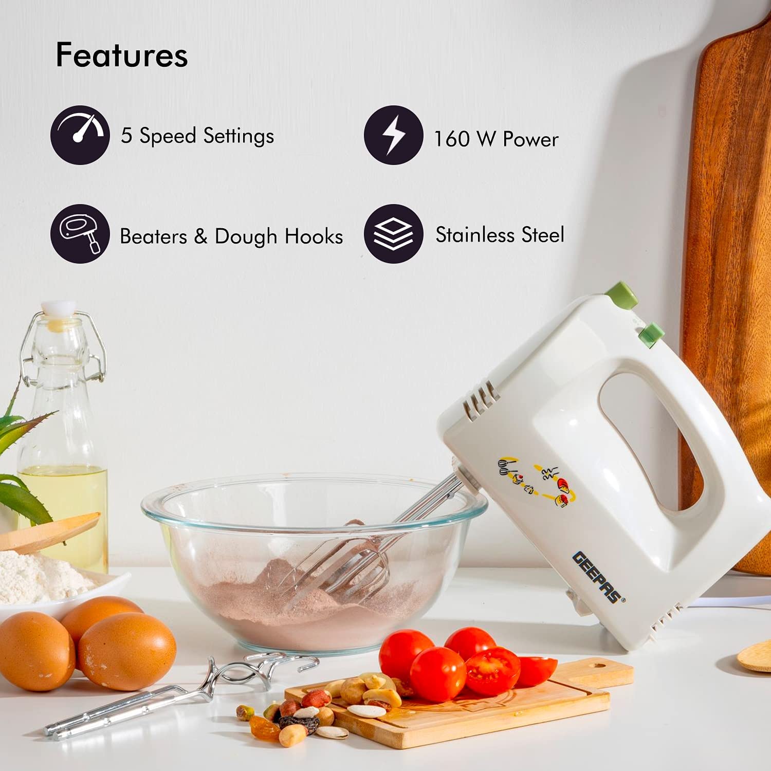 Geepas Electric Hand Mixer For Baking 160W | Kitchen Appliances | Halabh.com