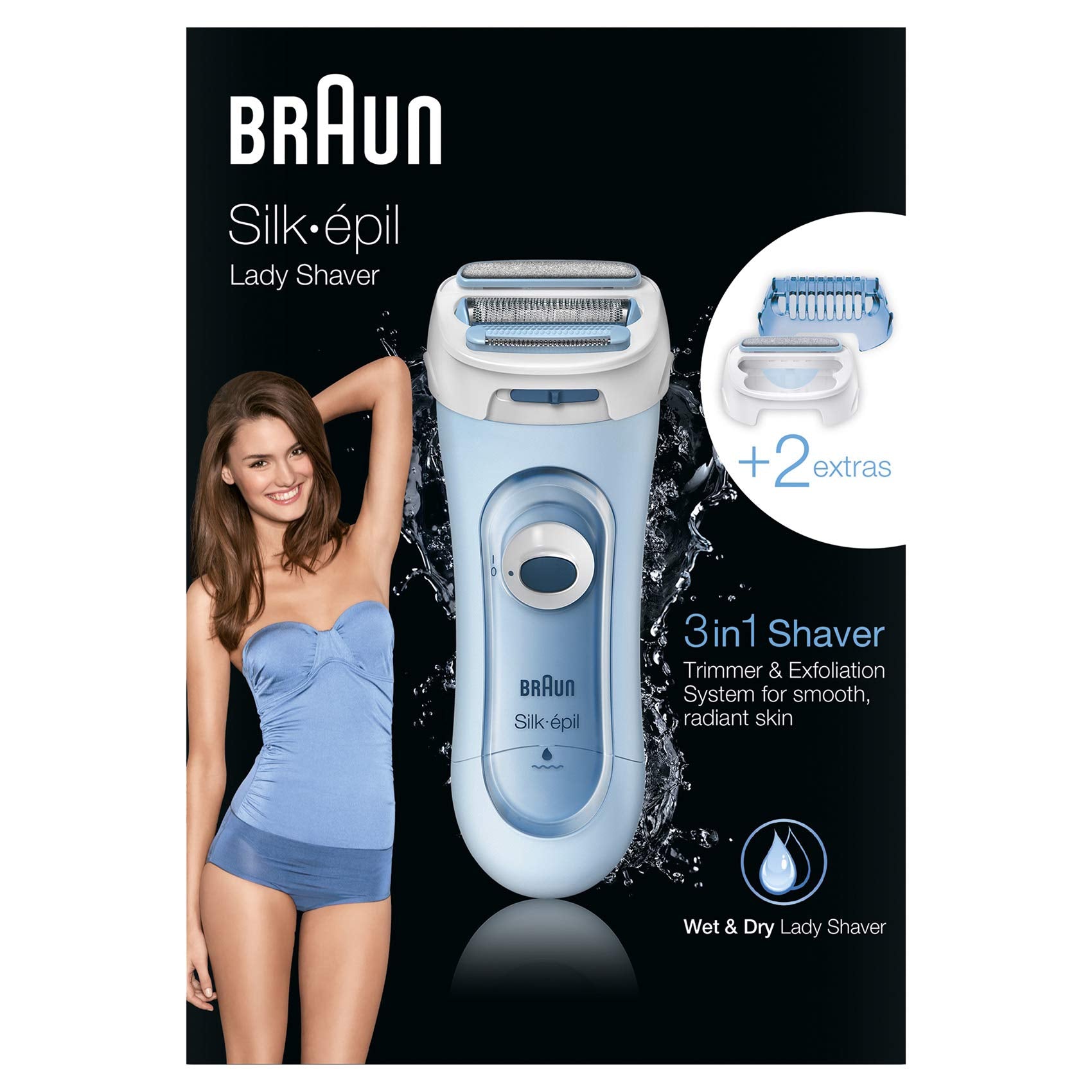 Braun Silk-epil Lady Shaver 5-160 Blue, 3-in-1 Wet & Dry Electric Shaver