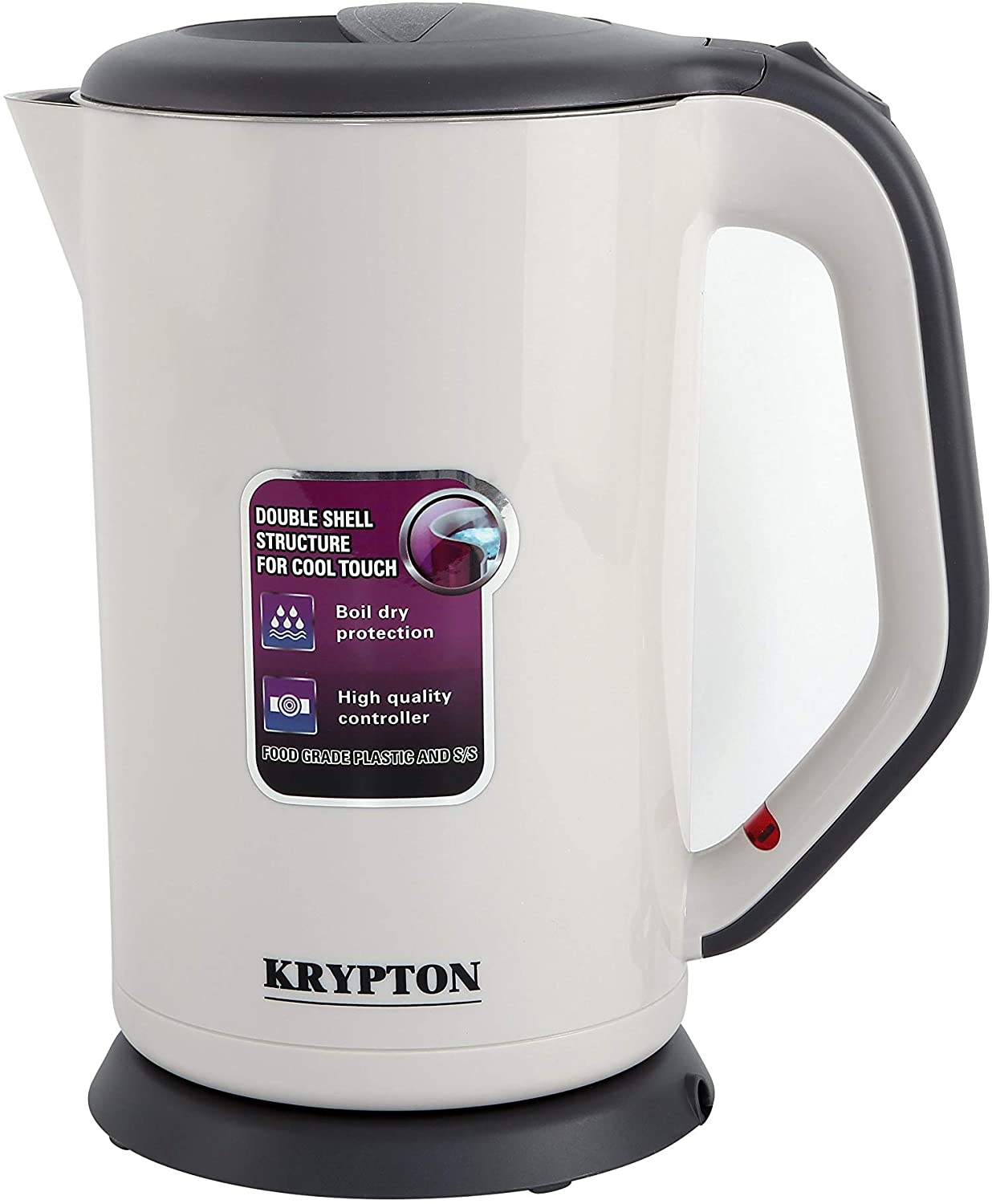 Krypton Steel Kettle 1.7 Liters White Grey