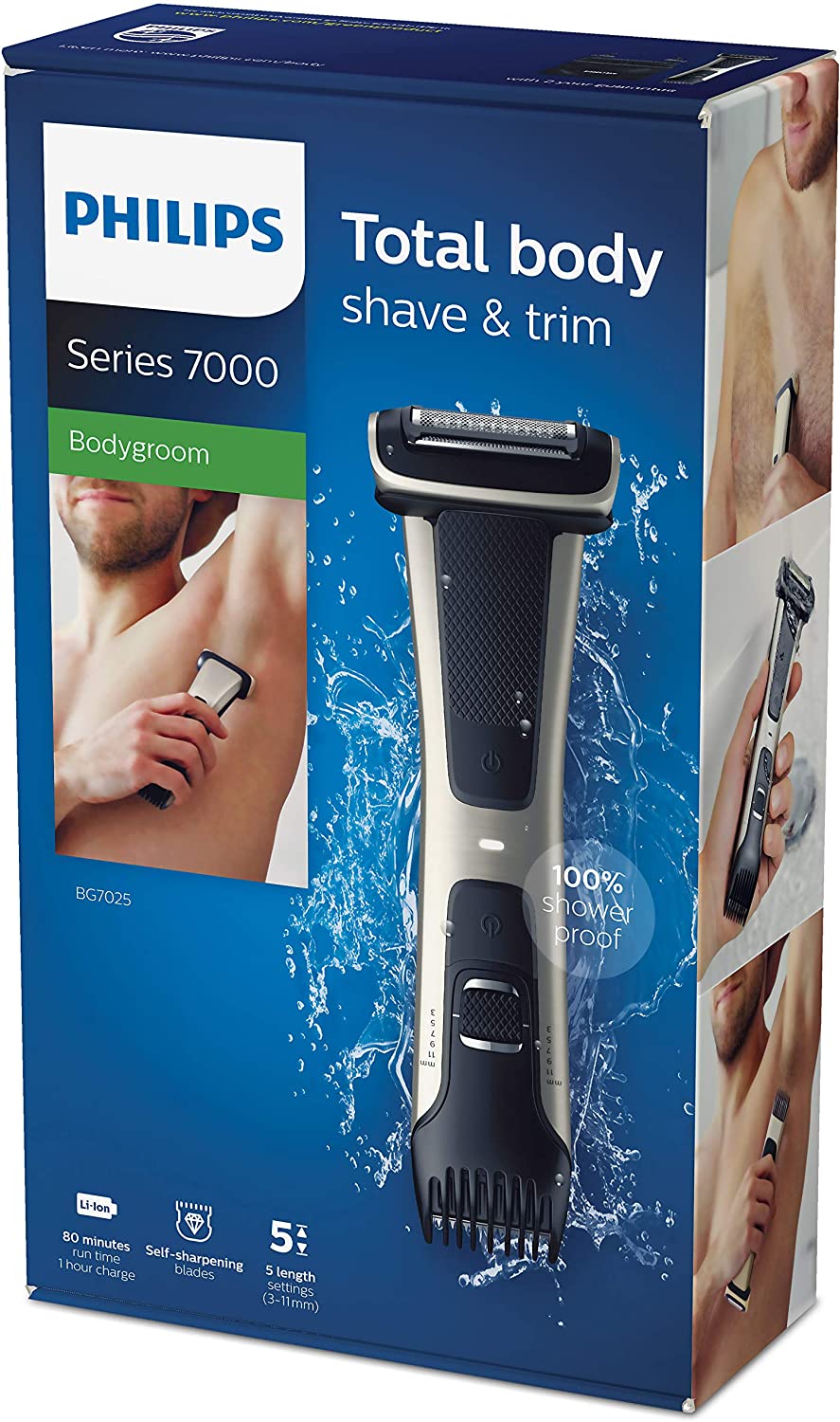 Philips BG7025/15 Bodygroom Series 7000 with Integrated Comb Attachment