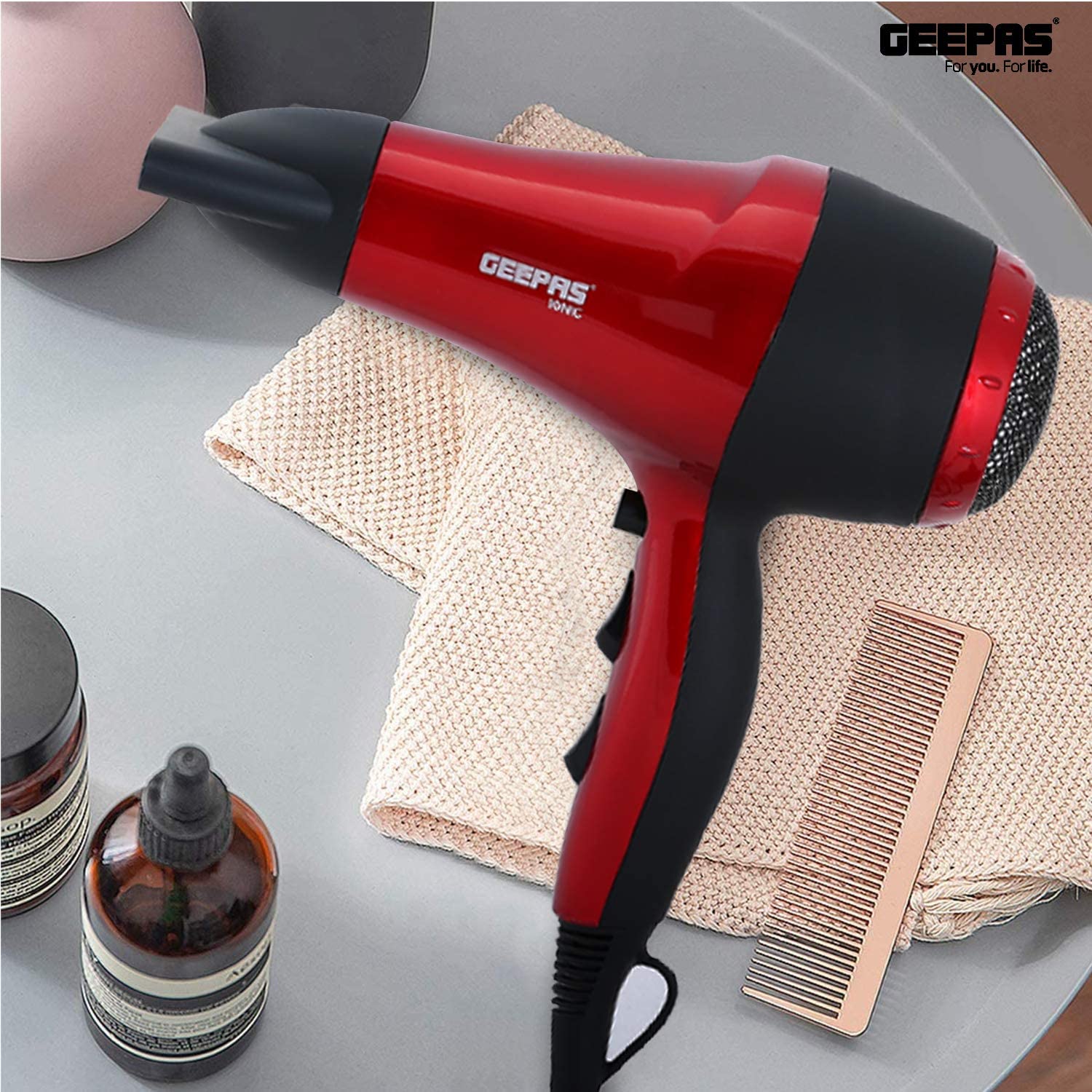 Geepas Hair Dryer Red & Black