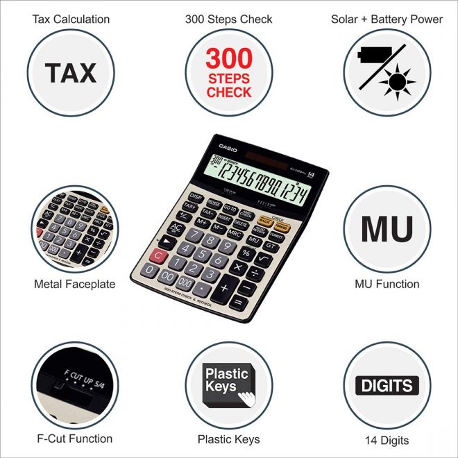 Casio 14 Digital Calculator - Silver and Black