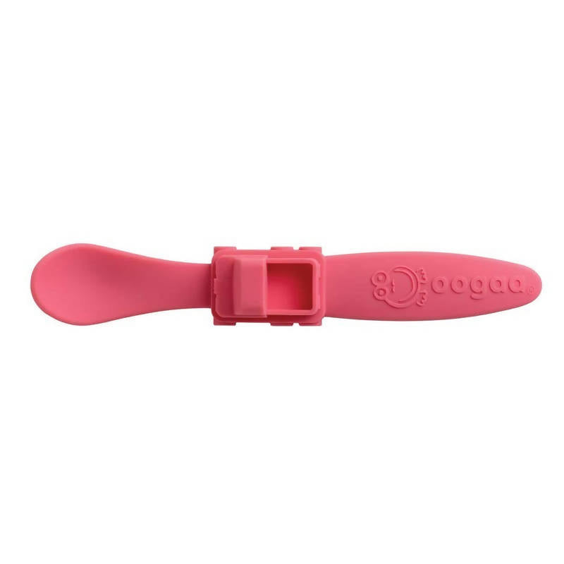 Oogaa Silicone Baby Spoon Pink Trucks