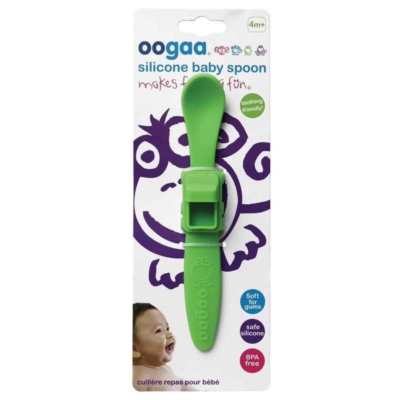 Oogaa Silicone Baby Spoon Truck Green