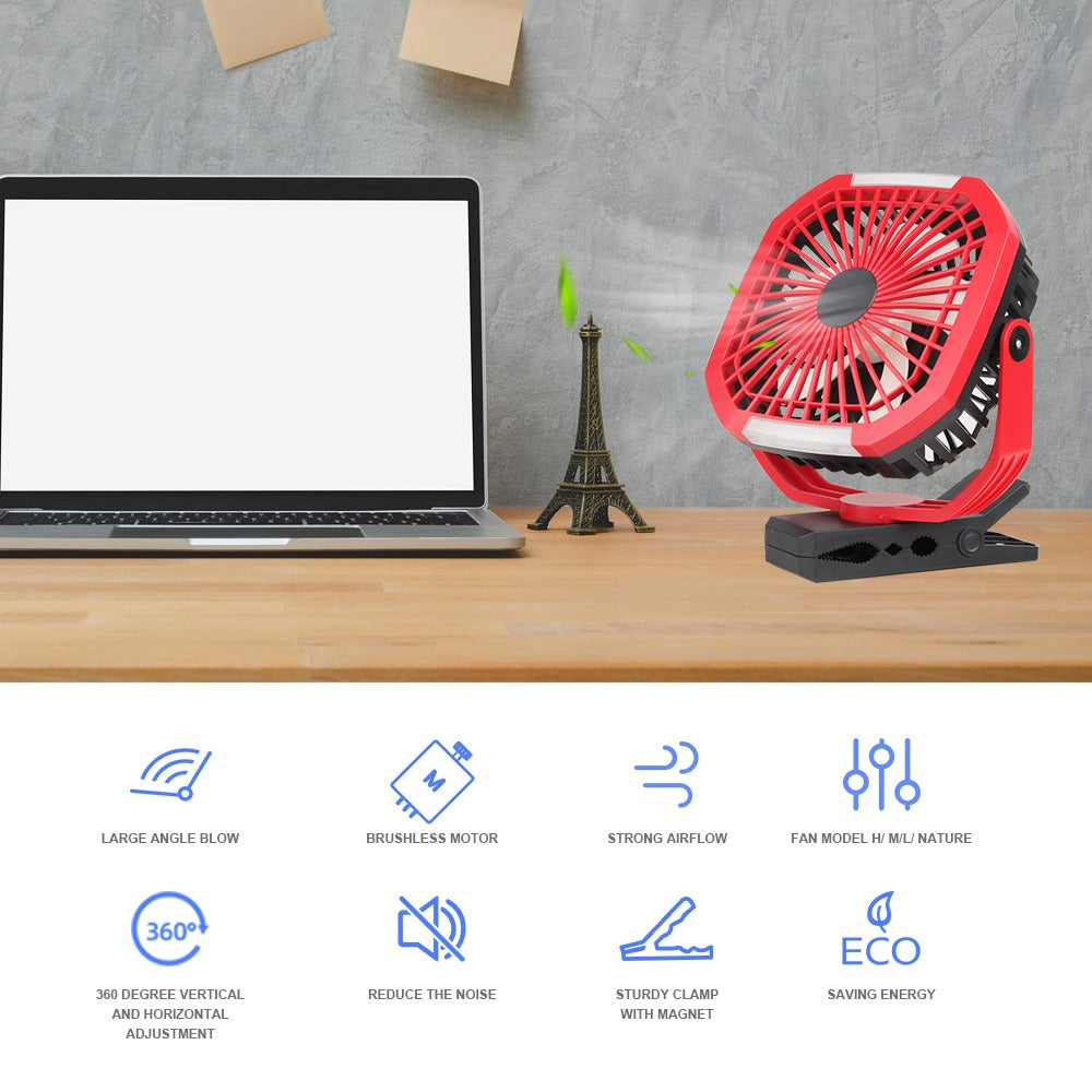 StarGold Rechargeable & Portable Desk Fan With Sturdy Clip