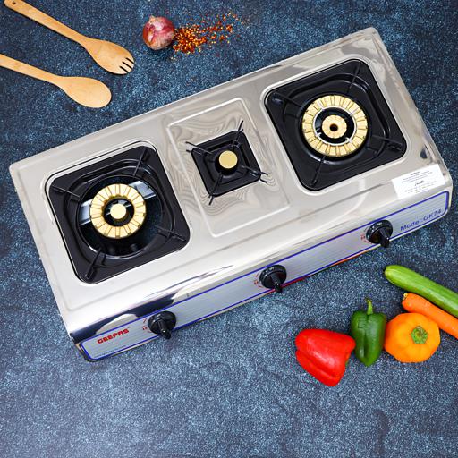 Geepas Stainless Steel Gas Cooker With 3 Burners