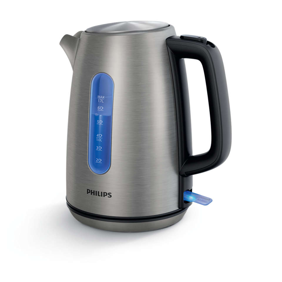 Philips Electric Kettle  Stainless Steel 1.7 Liter 2200 Watts Grey & Black  HD9357