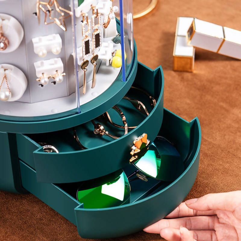 DFU Necklace And Earrings Organizer Box Green