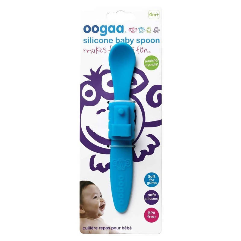 Silicone Baby Spoon Train Blue